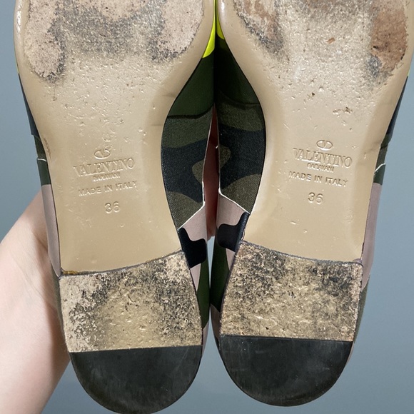 Valentino Garavani neon camouflage studded flats size 36 inspect photos - Picture 15 of 17